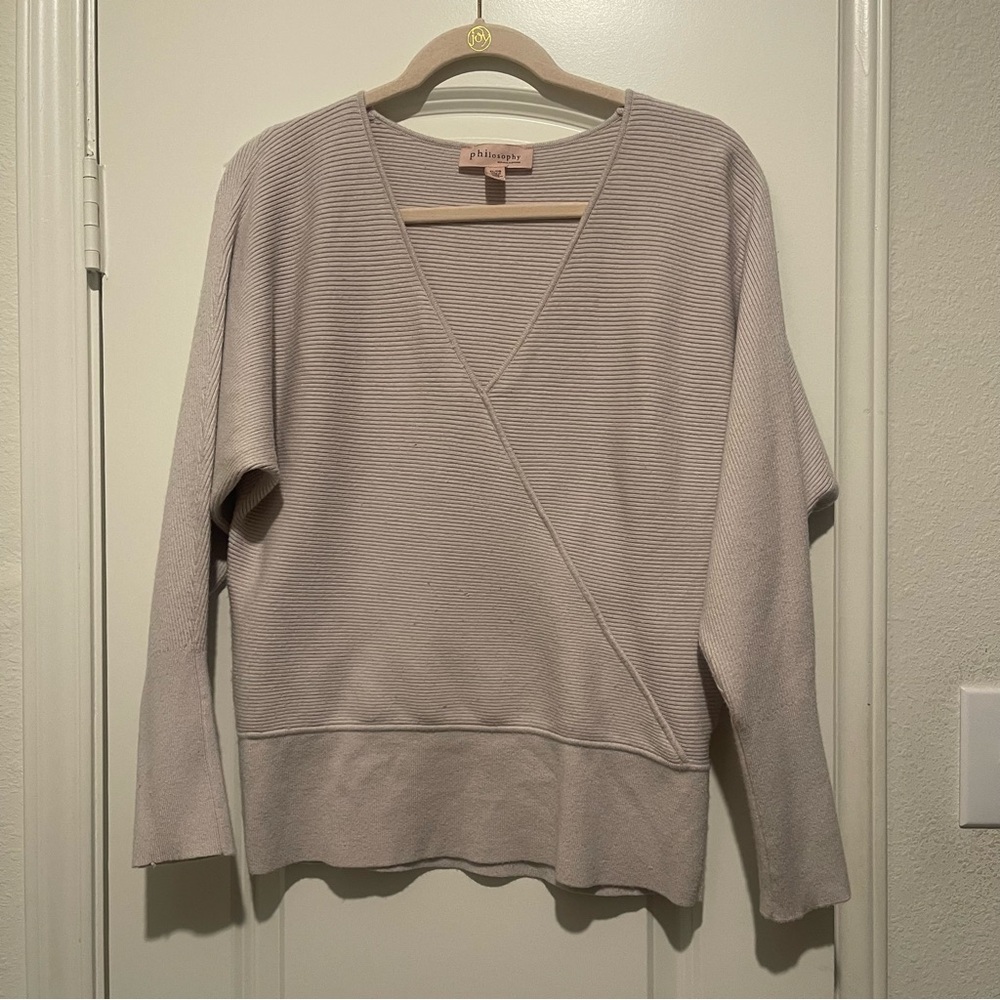 Philosophy Cream V-Neck Women Sweater